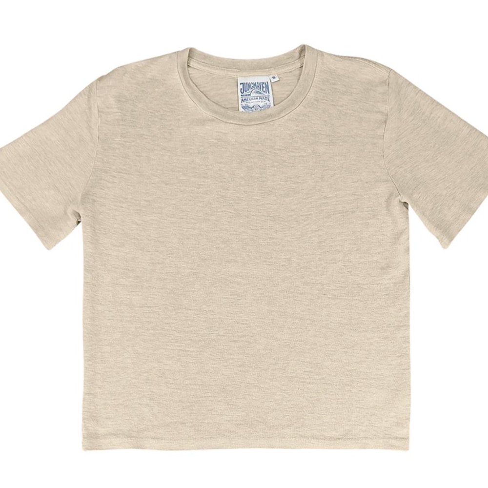 Jungmaven Dakota - 100% Hemp Cropped Tee - XS in Canvas (Taupe/Beige)